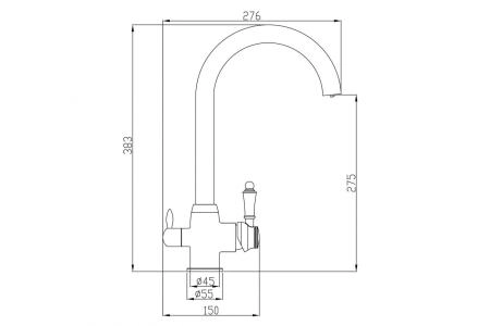 Смеситель для кухни ZORG Steel Hammer (SH 723 BLACK BR) черный