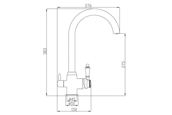 Смеситель для кухни ZORG Steel Hammer (SH 723 BLACK BR) черный