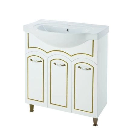 Тумба под раковину BELLEZZA Амелия-80 белая (патина) золото