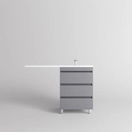 Тумба напольная Style Line Даллас ЛЕОН 120 (3 ящ.) Люкс серая, PLUS