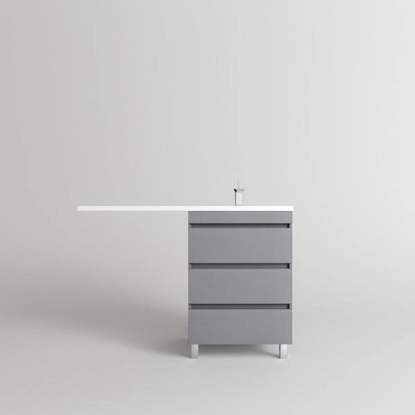 Тумба напольная Style Line Даллас ЛЕОН 120 (3 ящ.) Люкс серая, PLUS