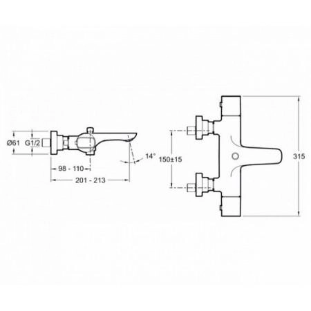 Смеситель Jacob Delafon ALEO E72286-CP для ванны термостат хром