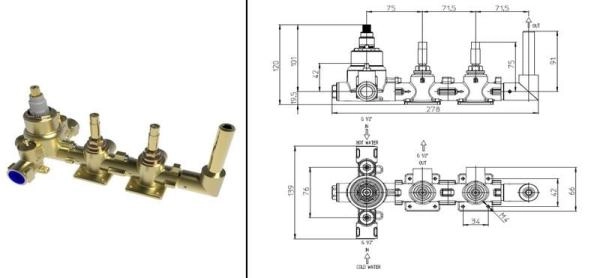 Скрытая часть смесителя для душа Bossini Apic Z00135000