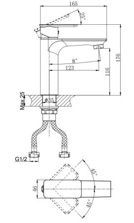 Смеситель для умывальника RUSH Bruny (BR4335-12)