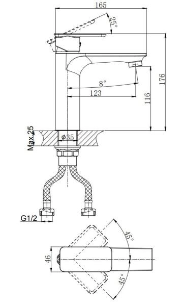 Смеситель для умывальника RUSH Bruny (BR4335-12)