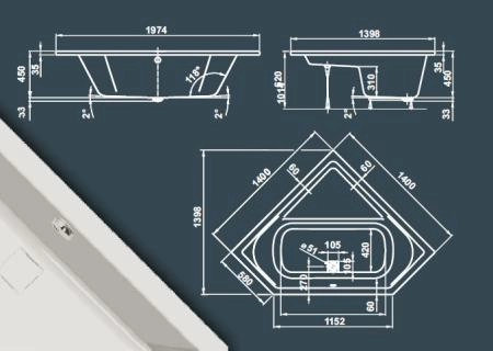 Ванна Vagnerplast Cavallo VPBA140CAV3X-04 140x140