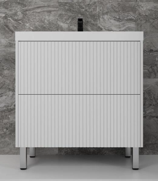 Тумба напольная Style Line Стокгольм 80, Classic 80, (2 ящ.) белый рифленый софт, PUSH