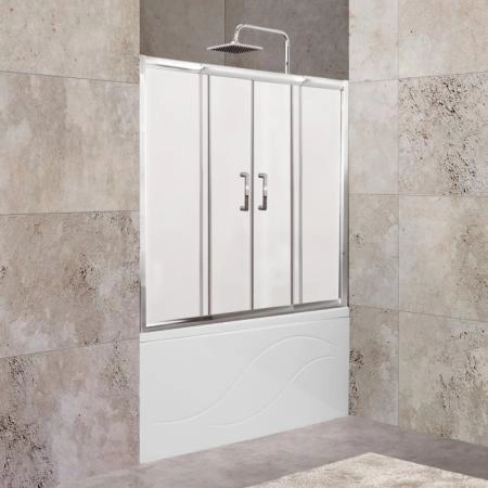 Шторка на ванну BelBagno UNIQUE 150-180 матовое стекло 5 мм профиль хром UNIQUE-VF-2-150/180-140-P-Cr