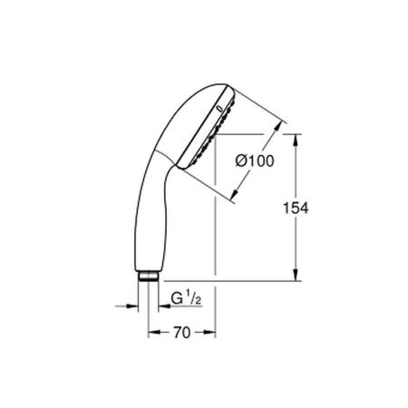 Ручной душ Grohe New Tempesta 27923001 100 мм, 1 режим Rain