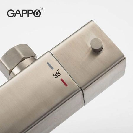 Душевая система Gappo G2499-40 термостат поворотный излив сатин верхний душ 30x30