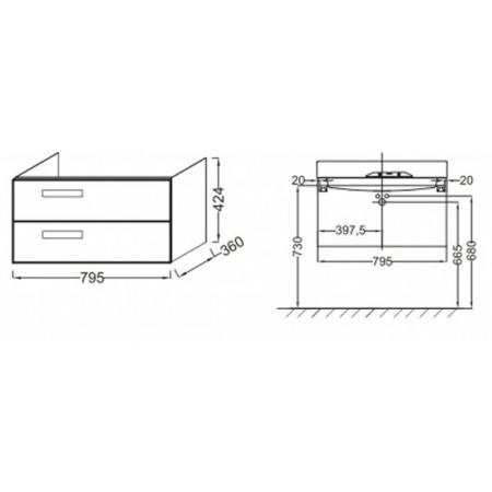 Тумба под раковину Jacob Delafon RYTHMIK EB1302-G1C 80 см цвет белый
