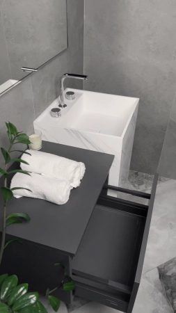 Раковина напольная Boheme Cube Corian 480*480*850 Calacatta 802-CLCT