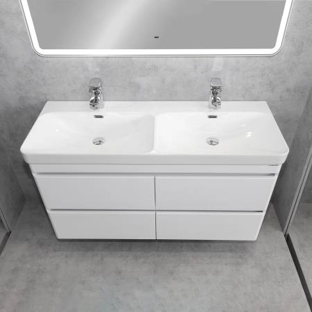 Тумба с раковиной Comforty Енисей-120 00-00022406CF белый глянец c раковиной CF19595BX-120D