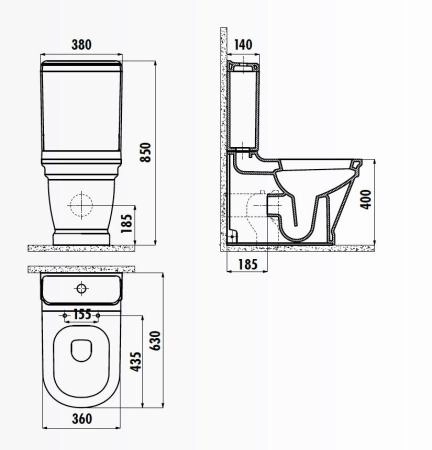Унитаз CREAVIT ANTIK AN361 напольный AN360-11CB00E-0000 (бачок и сиденье отдельно)