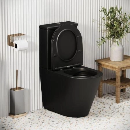 Унитаз Grossman GR-4480BMS Color (620*365*810) ЧЕРНЫЙ МАТОВЫЙ напольный Безободковый с тонкой крышкойста