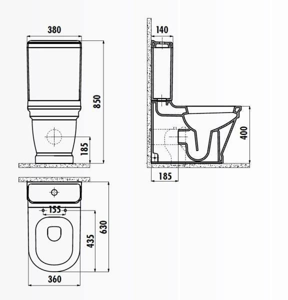 Унитаз CREAVIT ANTIK AN361 напольный AN360-11CB00E-0000 (бачок и сиденье отдельно)