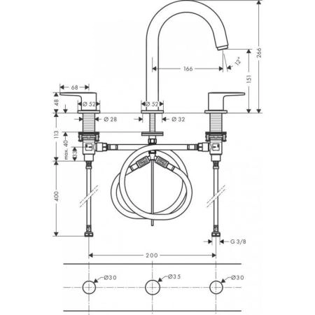 Hansgrohe 71553000 Vernis Blend Смеситель для раковины 151 мм, на 3 отв., со сливным гарнитуром, хром