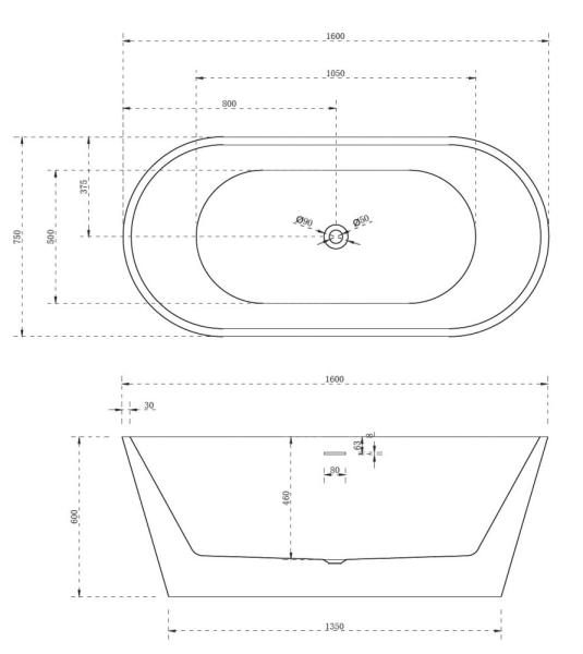 Акриловая ванна ABBER AB9320-1.6 отдельностоящая цвет белый