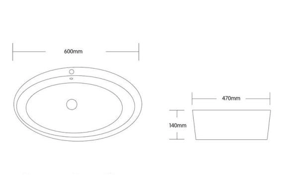 Раковина Cerutti SPA CR7026A накладная, белая, овальная, под смеситель, с переливом 600х470х140