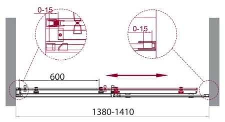 Душевая дверь BelBagno ACQUA 140 прозрачное стекло 8 мм профиль черный матовый ACQUA-BF-1-140-C-NERO