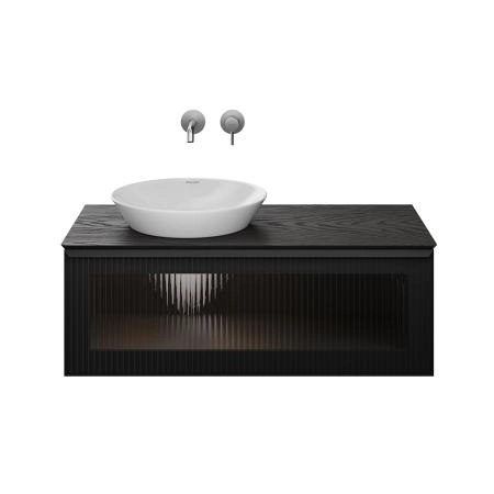 Тумба Kerama Marazzi ICONICO ИКОНИКО IC.100.1\BLK подвесная 100 с рифленым стеклом, 1 ящик, черная