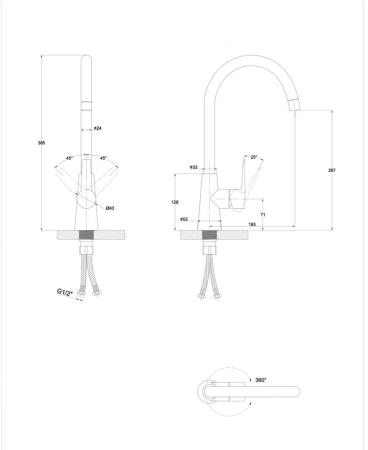 Смеситель для кухни Paulmark Holstein, антрацит, Ho212065-401