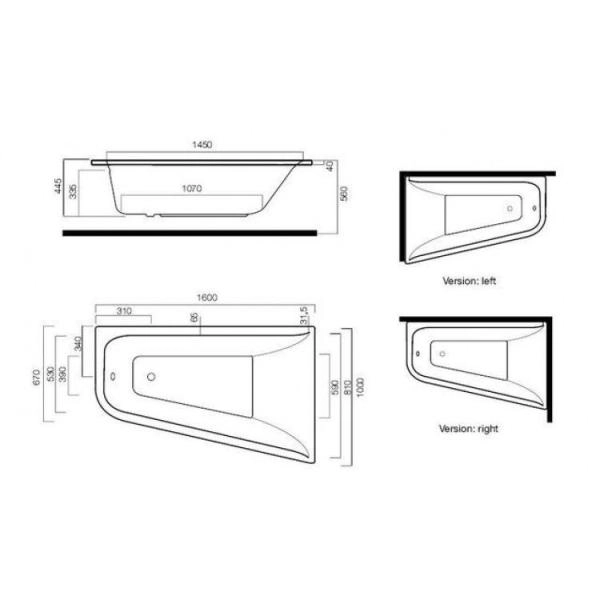 Ванна Am.Pm Spirit W72A-160R100W-A2 160х100 см правая