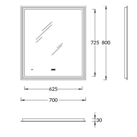 Зеркало Kerama Marazzi TECNO ТЕКНО TE.mi.70 c LED 70 с подсветкой, с функцией антизапотевание, белый глянцевый