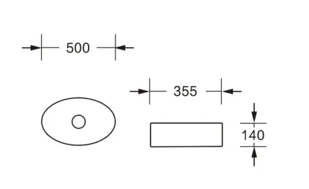 Раковина накладная CeruttiSPA, CR7016 (500х355х140) белая, овальная