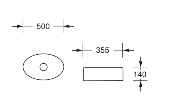 Раковина накладная CeruttiSPA, CR7016 (500х355х140) белая, овальная