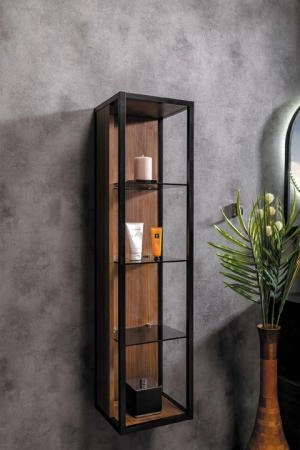 Пенал Boheme LOFT высокий dark wood, полки стекло 896-D