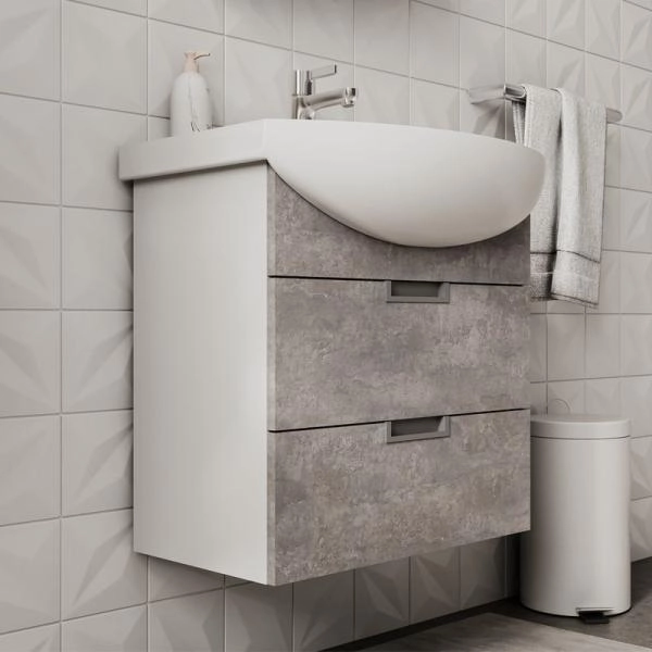 Тумба для ванной Volna Vario Z.60.2Y Цемент подвесная (Балтика) раковина отдельно