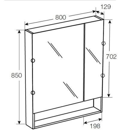 Roca The Gap Original Зеркальный шкаф 80x12.9x85см, с LED-светильником, блоком с розеткой, цвет: белый