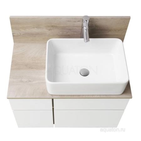 Тумба под раковину AQUATON Мишель 80 без столешницы, дуб эндгрейн, белый 1A244501MIX40