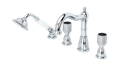 Смеситель врезной 4 отв. Boheme ROYAL CRYSTAL black, хром_Комплект 396-Royal/CRST black