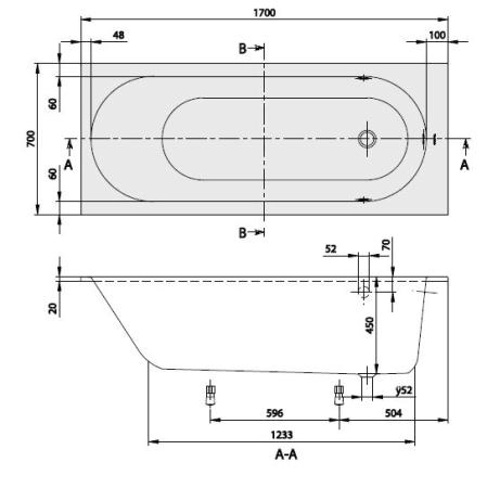 Ванна Villeroy & Boch Oberon 170x70 UBQ177OBE2V-01 цвет белый альпин
