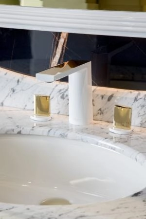 Смеситель врезной на 3отв. Boheme VENTURO белый-золото, ручка TOUCH 150-WG-TOUCH