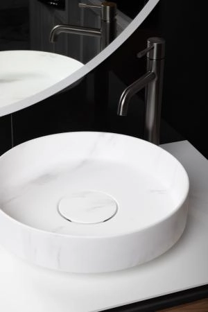 Раковина накладная Boheme SOLE Corian 400*130 Calacatta 801-CLCT