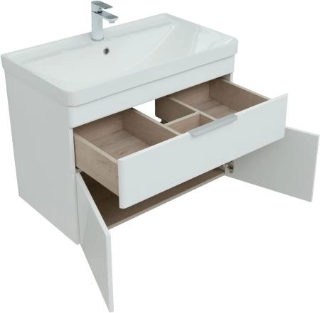 Тумба под раковину Aquanet Ирис new 815 белый глянец (1 ящик, 2 дверцы)