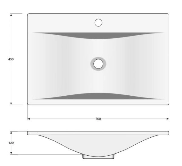 Раковина Madera Pulsus 70 мебельная литьевой мрамор