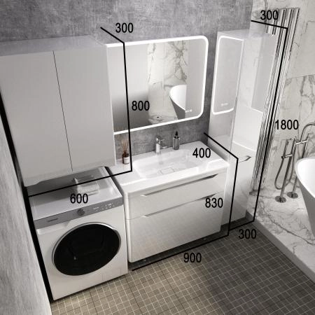 Тумба напольная Style Line Марелла 90 (2 ящ.) Люкс антискрейтч белый глянец, PLUS