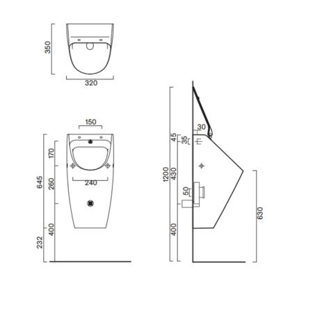 Catalano Comfort Писсуар 64x32см., с отв. для крышки, цвет: белый глянцевый