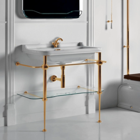 Kerasan Waldorf Консоль с раковиной 100х55см, на 1 отв, напольная, цвет: консоли: oro (золото)