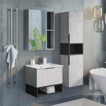 Зеркало-шкаф Comforty Франкфурт-60 00-00004331 бетон светлый