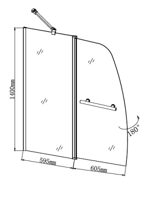Шторка для ванны GROSSMAN GR-100/2 (140*120) алюминиевый профиль, стекло прозрачное 6мм