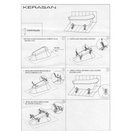 KERASAN Retro Ванна акриловая 170х77см, цвет белый, ножки, сифон и слив-перелив в комплекте, цвет золото
