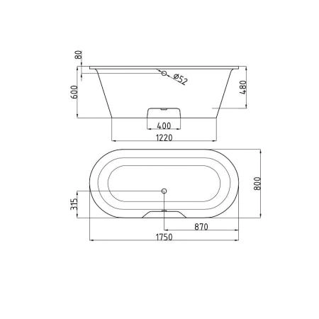Ванна AquaStone Венеция 175х80 иск. камень