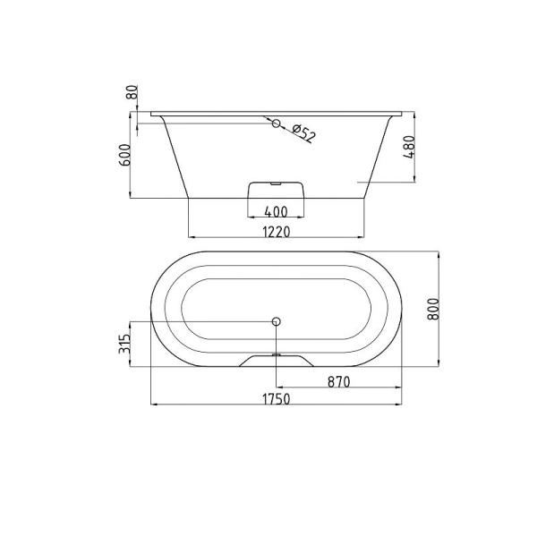 Ванна AquaStone Венеция 175х80 иск. камень