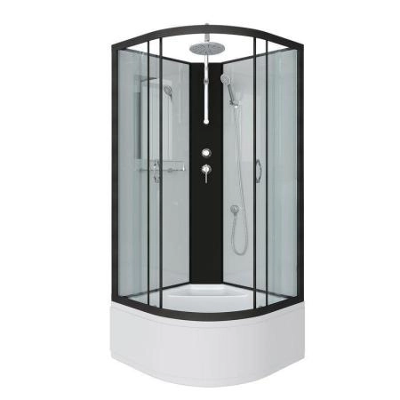 Душевая кабина Niagara NG-6707-14BKT 800х800х2100-2400 высокий поддон 40см стекло прозрачное черные профиля