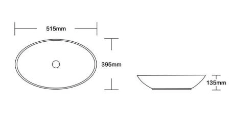 Раковина Cerutti SPA CR0019 накладная, белая, овальная 515х395х135